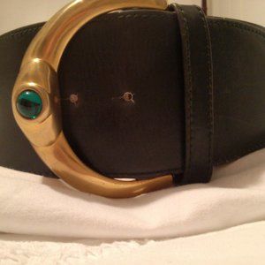 Vintage Donna Karan Green Wide Ladies Belt size SM